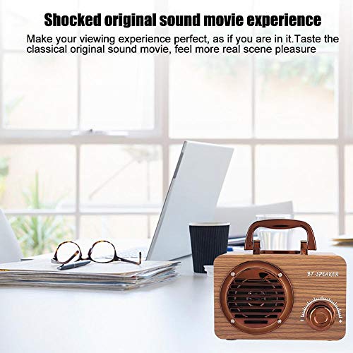 Socobeta Altavoz Bluetooth Vintage de Madera, Caja de Altavoz de computadora Inteligente portátil al Aire Libre para el hogar(Grano de Madera del Suelo)