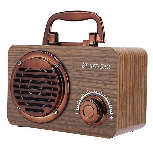 Socobeta Altavoz Bluetooth Vintage de Madera, Caja de Altavoz de computadora Inteligente portátil al Aire Libre para el hogar(Grano de Madera del Suelo)