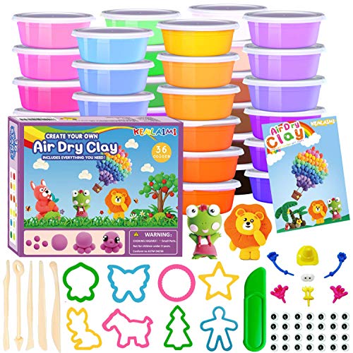 SOGUYI Plastilina Arcilla 36 Colores Polimerica para Modelar Secado al Aire Arcilla mágica Suave y elástica en Caja sellada, Regalo de Manualidades para niños y niñas de 3 a 12 años