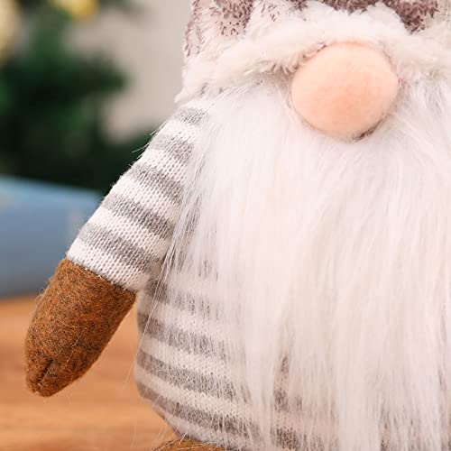 Sombrero A Rayas con Barba Y Muñeco De Peluche Adornos Navideños Adornos De Muñeco De Pareja Rojo Gris Adornos Navideños En Varias Escenas De Casas De Hotel