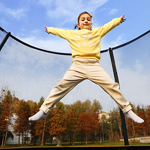 SONGMICS Cama elástica de jardín, Trampolín Redondo de 305 cm, con Red de Seguridad, Escalera, Postes de Arco Acolchado, Prueba de Seguridad TÜV Rheinland, Negro y Naranja STR102O01