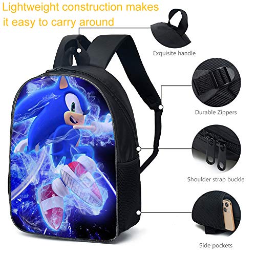 Sonic The Hedgehog Backpacks Kids School Backpacks So-Nic Hedge-Hog 3D Printed Sonic School Bag for Boys Girls