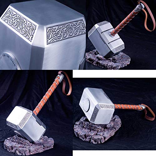 sookin Thor's Hammer Martillo de Thor Resina con Base de Soporte MjöLnir Halloween Cosplay Costume Prop Martillo de Batalla de Thor 1: 1 Cosplay Arma de Utilería 45cm Thor Thor's Hammer