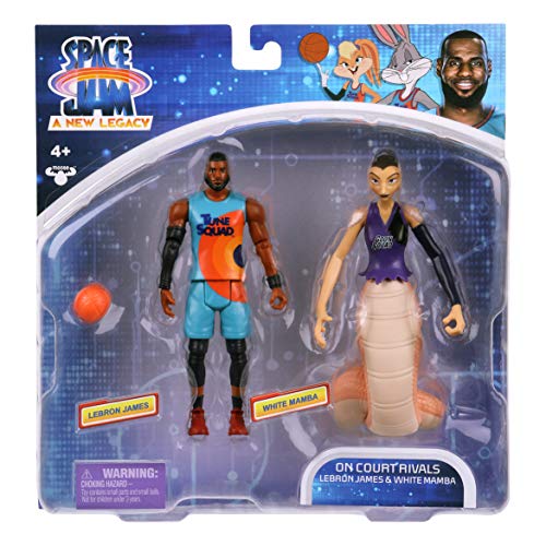 Space Jam 2: Un Nuevo Legado Oficial Coleccionable 5 Pulgadas articulada Figura de acción Paquete 2: Lebron James y White Mamba con Accesorio de Baloncesto