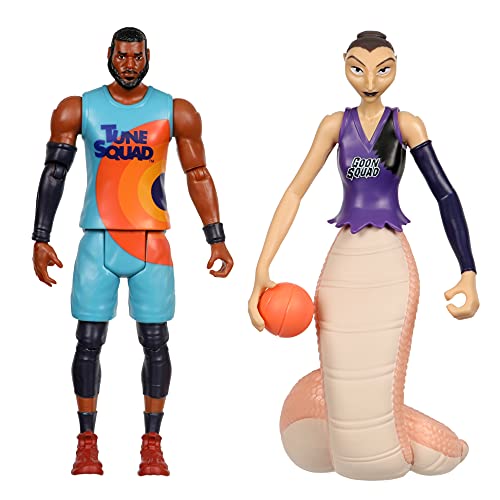 Space Jam 2: Un Nuevo Legado Oficial Coleccionable 5 Pulgadas articulada Figura de acción Paquete 2: Lebron James y White Mamba con Accesorio de Baloncesto