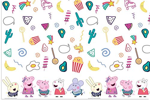 spielum Juego de 54 piezas para fiesta de Peppa Pig – Platos, vasos, servilletas, mantel, bolsas de fiesta, banderines y pajitas para 8 niños