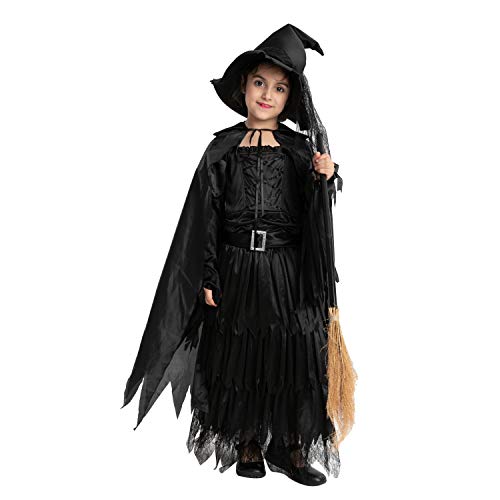 Spooktacular Creations Classic Child Wicked Witch Costume Gothic Sorceress Girl Black Witch for Halloween (Small ( 5 – 7 yrs))