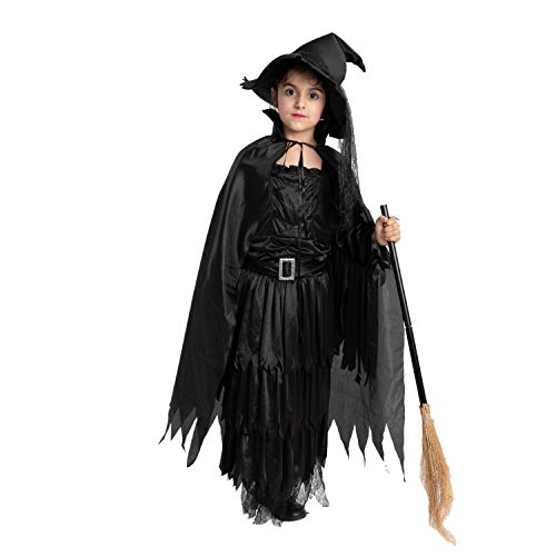 Spooktacular Creations Classic Child Wicked Witch Costume Gothic Sorceress Girl Black Witch for Halloween (Small ( 5 – 7 yrs))