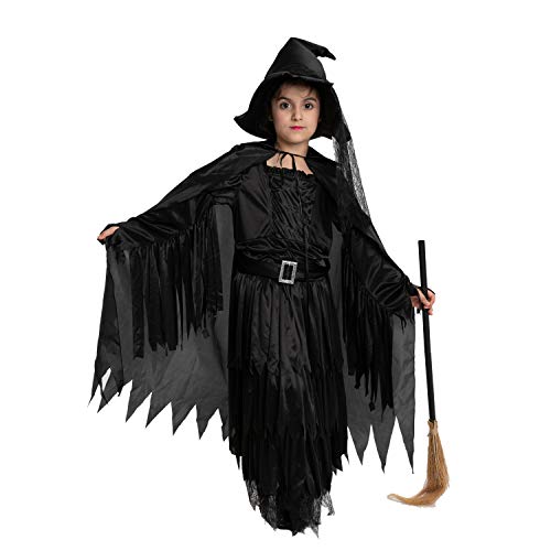 Spooktacular Creations Classic Child Wicked Witch Costume Gothic Sorceress Girl Black Witch for Halloween (Small ( 5 – 7 yrs))