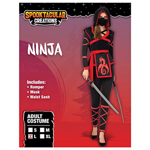 Spooktacular Creations Halloween Ninja Warrior Costume for Women with Ninja Mask (Large ( 10- 12 yrs))