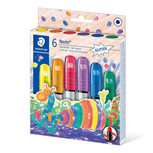 Staedtler Noris Club 2390M C6. Ceras con textura gel. Pack con 6 unidades de colores con purpurina variados.