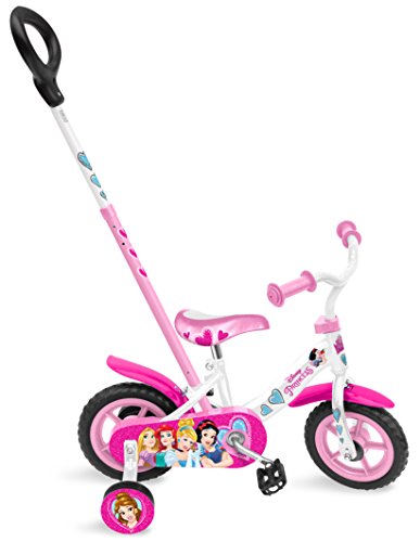 Stamp Princess Bike 10" with Push Bar + Fix Wheels, Niñas, Rosa, 10 Inches