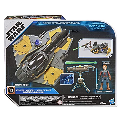 Star Wars Mission Floet Stellar Class Anakin Skywalker Jedi Starfighter Figura y vehículo de 6 cm, Juguetes para niños de 4 años en adelante