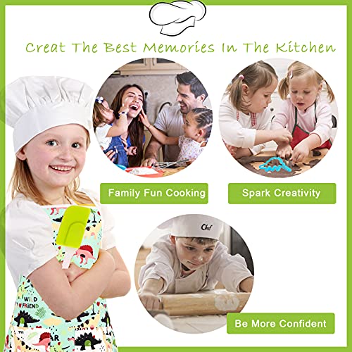 STAY GENT Juego De Chef para Niños 35 Piezas, Juego De Cocina Horneado Juego de rol de Chef para Niños, Delantal De Dinosaurio, Gorros De Chef, Regalos Juguete De Cocina para Niños Niñas 3 4 5 6 7 8