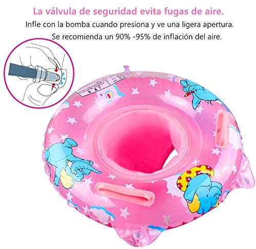 StillCool Flotadores Bebe, Anillo de natación para bebé, Anillo de natación Asient, Lindo Patrón Natación Inflable Flotador para niños Entre 6-36 Meses (Rosado)