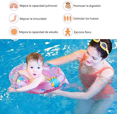 StillCool Flotadores Bebe, Anillo de natación para bebé, Anillo de natación Asient, Lindo Patrón Natación Inflable Flotador para niños Entre 6-36 Meses (Rosado)