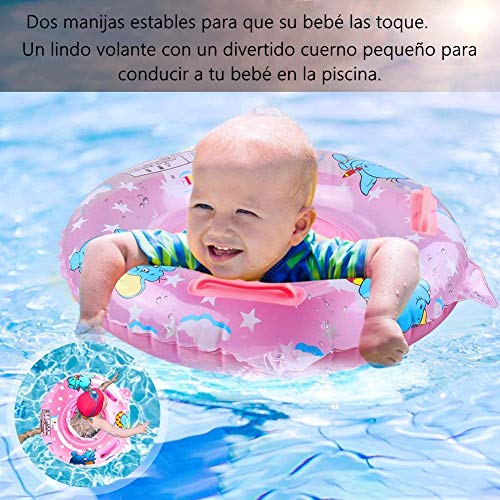 StillCool Flotadores Bebe, Anillo de natación para bebé, Anillo de natación Asient, Lindo Patrón Natación Inflable Flotador para niños Entre 6-36 Meses (Rosado)