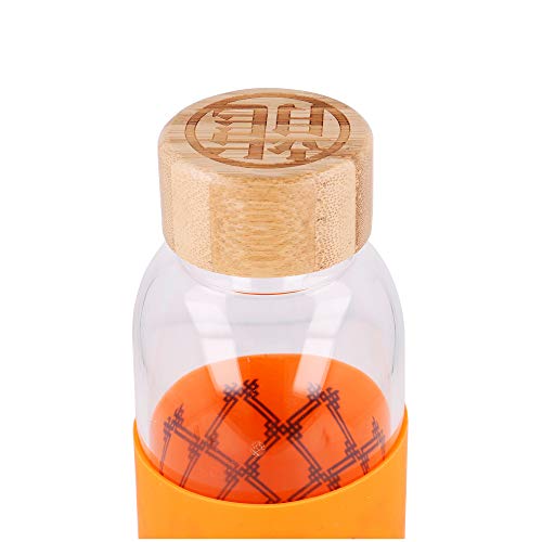 Stor Dragon Ball | Botella de Agua de Cristal de Borosilicato Reutilizable - 585 ml - Botella de Agua de Vidrio con Funda de Silicona y tapón hermetico