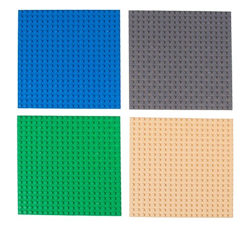 Strictly Briks - Pack de 12 Bases para Construir - Compatibles con Todas Las Grandes Marcas - 15,24 x 15,24 cm - Verde, Azul, Gris y Arena