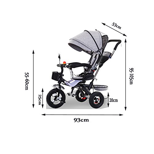 Strollers NAUY @ Triciclo de niños Bicicleta Plegable Cochecito de bebé 1-6 años de Edad Titanio Rueda vacía Marco de Coche Color Sillas de Paseo (Color : Púrpura)