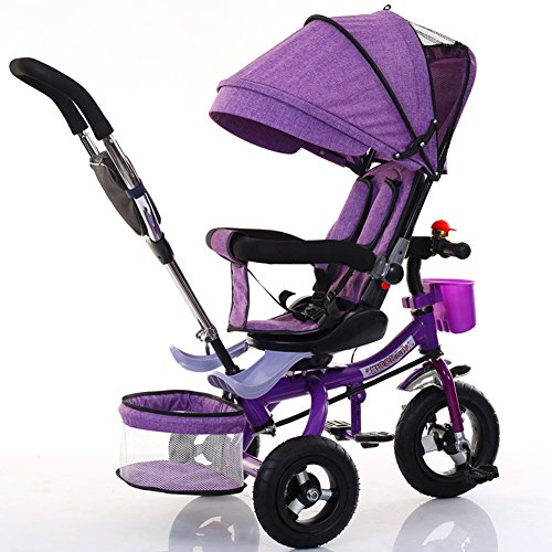 Strollers NAUY @ Triciclo de niños Bicicleta Plegable Cochecito de bebé 1-6 años de Edad Titanio Rueda vacía Marco de Coche Color Sillas de Paseo (Color : Púrpura)