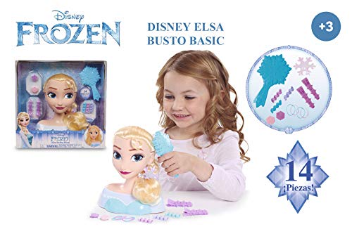 STYLING HEAD DND05001 - Frozen Busto Maquillaje y Peinados de Elsa con 13 Accesorios incluidos para peinar y maquillar a tu Princesa Disney