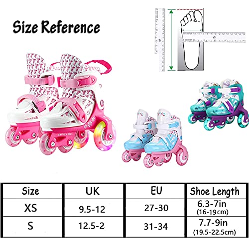 Sumeber Patines en línea para niños, línea Tridimensional con Longitud Variable para niños y niñas, para Exteriores e Interiores (Rosa, S(31-34))