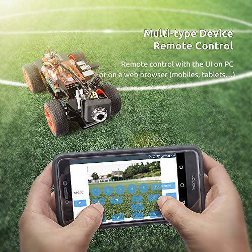 SUNFOUNDER Raspberry Pi Smart Video Car Kit V2.0 Block Based Graphical Visual Programming Language Remote Control by UI on Windows Mac and Web Browser Electronic Toy with Detail Manual