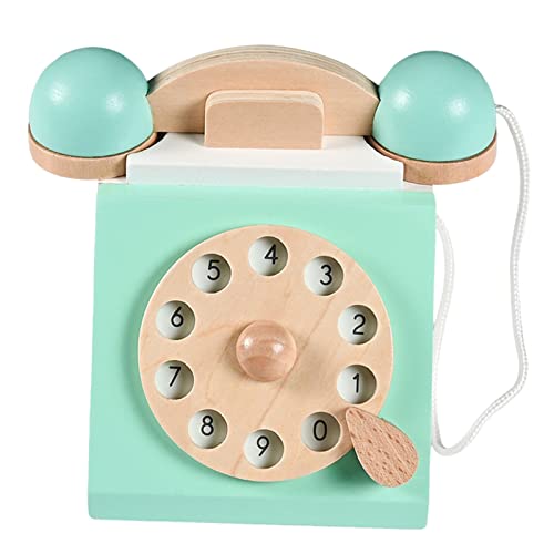 SunniMix Vintage teléfono de dial Antiguo Juego de simulación Montessori Interactivo educación temprana Juguete de Madera Juego de Roles para niños