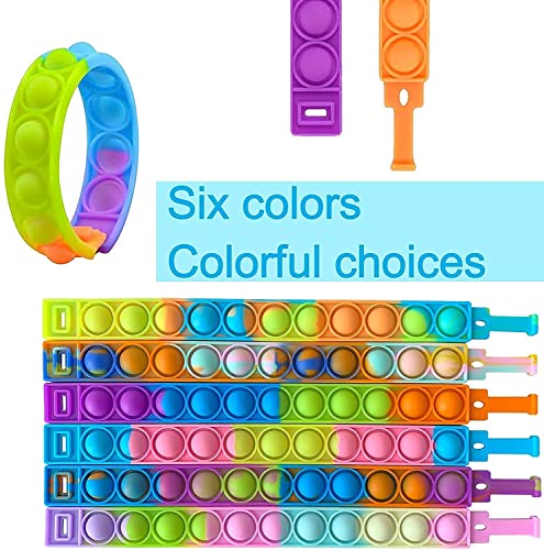 Sunshine smile Juego de 6 juguetes pop it Fidget Toy, pulsera pop Bubble Fidget Toy, juguete antiestrés, pulsera simple de juguete Fidget Toy, juguete para niños y adultos