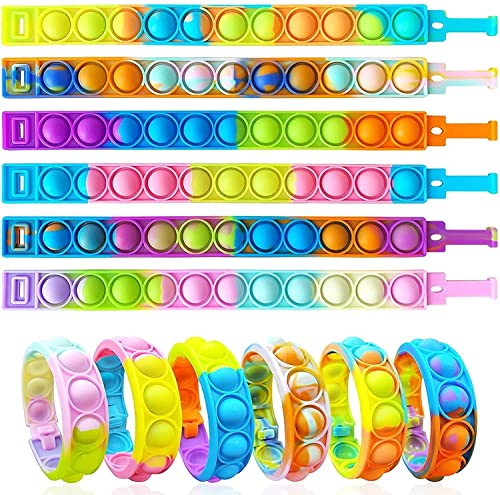 Sunshine smile Juego de 6 juguetes pop it Fidget Toy, pulsera pop Bubble Fidget Toy, juguete antiestrés, pulsera simple de juguete Fidget Toy, juguete para niños y adultos