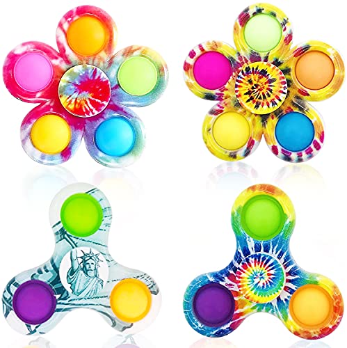 Sunshine smile Juego de Juguetes Fidget de 4 Piezas, Juego de Juguetes Fidget sensorial, Juego de Burbujas de Empuje, Juego de Juguetes antiestrés, Juguetes para los Dedos para aliviar la ansiedad (E)