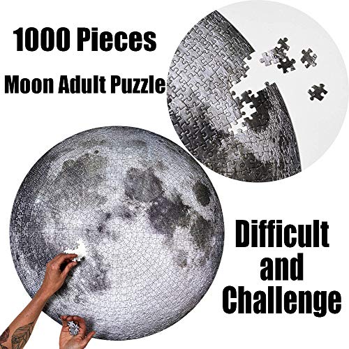 Sunwuun Puzzle Adultos 1000 Piezas Redondo Puzzle Rompecabezas del Arco Iris Rompecabezas de Gradiente Difícil y Desafiante Juguete Educativo para Aliviar el Estrés para Adultos Niños (Moon)