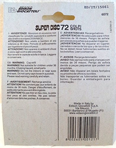 Super Disc Pack de 288 y 320 Fulminantes, en Aros de 8 ó de 12 Disparos, para Pistolas y Escopetas de Juguete. (Aros de 12 (288 Disparos).)