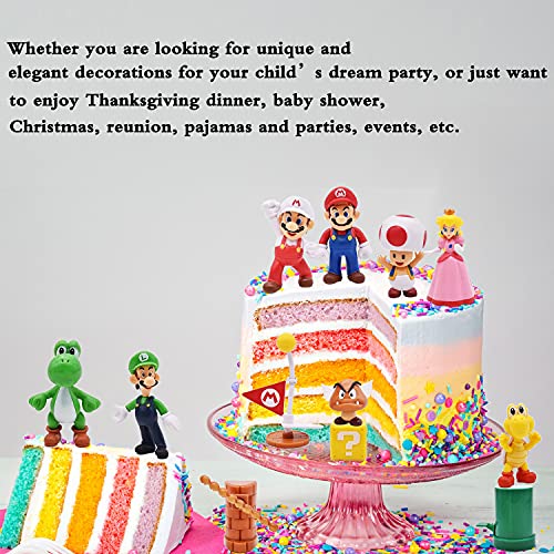 Super Mario Figures, 12 pcs/Set Super Mario Tarta Decoración, Super Mario Figuras Decoración, Super Mario Juguete, Dibujos Cumpleaños Decoración Pastel, Colecciones de Modelos de PVC