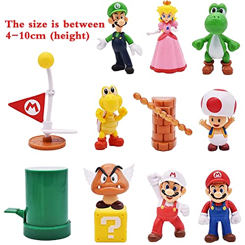 Super Mario Figures, 12 pcs/Set Super Mario Tarta Decoración, Super Mario Figuras Decoración, Super Mario Juguete, Dibujos Cumpleaños Decoración Pastel, Colecciones de Modelos de PVC