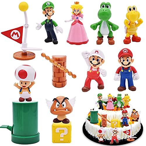 Super Mario Figures, 12 pcs/Set Super Mario Tarta Decoración, Super Mario Figuras Decoración, Super Mario Juguete, Dibujos Cumpleaños Decoración Pastel, Colecciones de Modelos de PVC