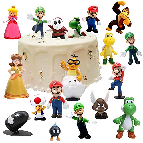 Super Mario Figures Decoración para Tartas de Juguetes Modelo Muñecas Decoraciones de Pastel Mejor Regalo para Niños PVC 18pcs