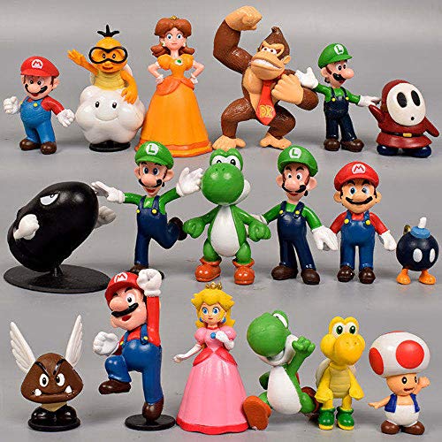 Super Mario Figures Decoración para Tartas de Juguetes Modelo Muñecas Decoraciones de Pastel Mejor Regalo para Niños PVC 18pcs