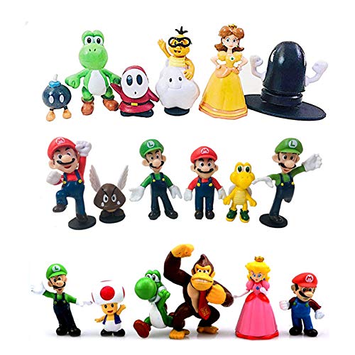 Super Mario Figures Decoración para Tartas de Juguetes Modelo Muñecas Decoraciones de Pastel Mejor Regalo para Niños PVC 18pcs