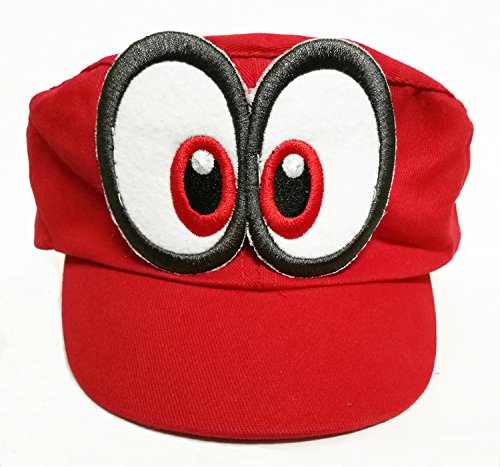 Super Mario Gorra Odyssey - Conjunto de 1x Guantes y 6X Barba pegajosa Costume para Adultos y niños Carnaval y el Cosplay - Ojos