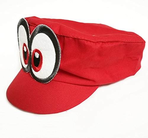 Super Mario Gorra Odyssey - Conjunto de 1x Guantes y 6X Barba pegajosa Costume para Adultos y niños Carnaval y el Cosplay - Ojos