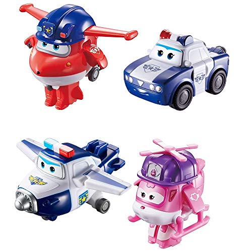 Super Wings Equipo de Rescate Jett, Paul, Kim y Dizzy Set Mini Transform