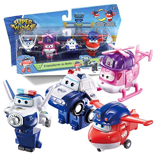 Super Wings Equipo de Rescate Jett, Paul, Kim y Dizzy Set Mini Transform