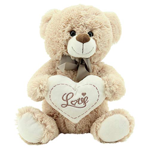 Sweety Toys Oso de peluche 3877 LOVE con corazón bordado de alta calidad "LOVE" beige-marrón