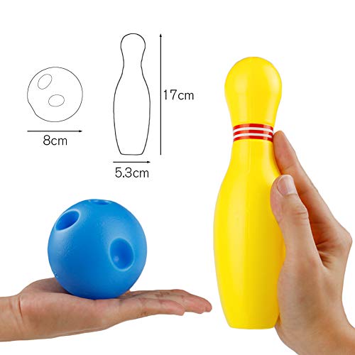 Symiu Juegos Bolos Infantiles Bowling Set Juegos Exterior Juguetes Educativos para Niños 3 4 5 Años con 10 Bolos y 2 Bolas