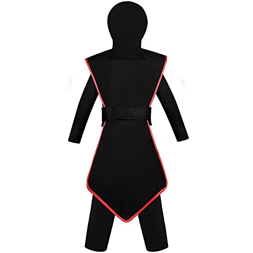 Tacobear Disfraz de Ninja para Niño Disfraz de Calavera Ninja Disfraz de Cosplay Disfraz Infantil de Halloween Negro y Rojo 3-12 Años (XL(10-12 años))