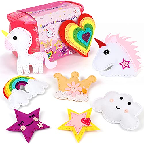 Tacobear Kit de Costura Niños Unicornio Costura Fieltro Manualidades Niños Cumpleaños Unicornio Creativo Regalo para Niños Niñas 4 5 6 7 8 9 Años