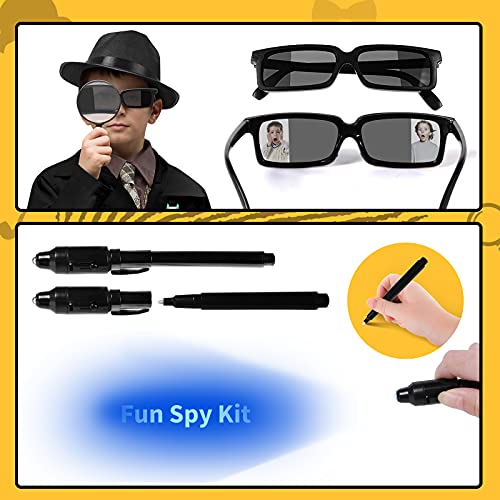 Tacobear Kit de Detective para Niños Kit de espía con Detective Disfraz Boligrafo Tinta Invisible Huellas Dactilares Juegos de Detective Juguetes de Ciencia Regalo para Niños 5 6 7 8 9 10 años