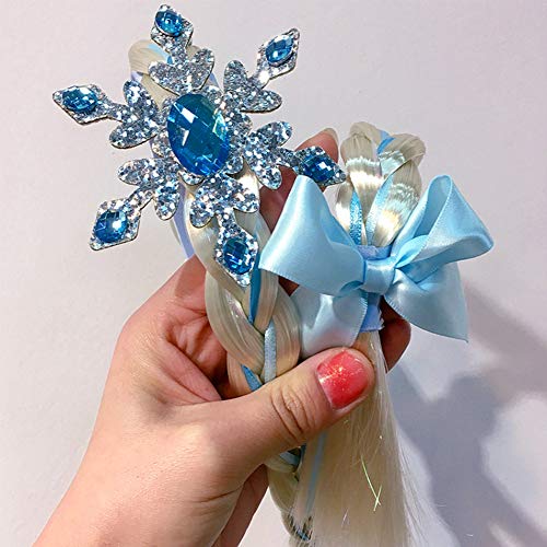 Tacobear Princesa Frozen Elsa Disfraz Accesorios Elsa Peluca Trenza Princesa Collar Corona Guantes Mágica Pulsera Princesa Frozen Joyas para Niñas Carnaval Halloween Fiesta